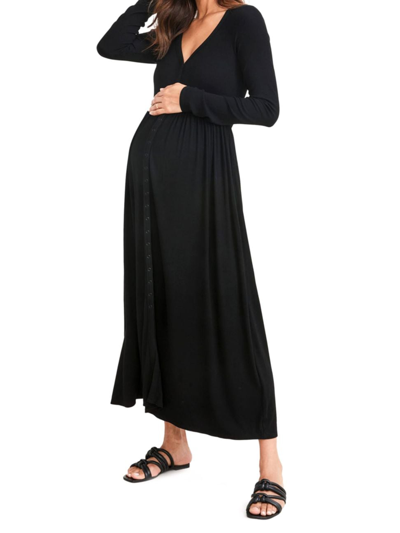 Shop Hatch Women's The Softest Rib Maternity Nursing Friendly Dress In Black