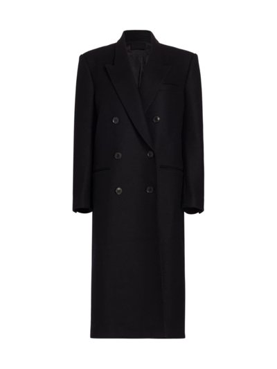 Shop Nili Lotan Women's Edmont Double-breasted Long Coat In Black