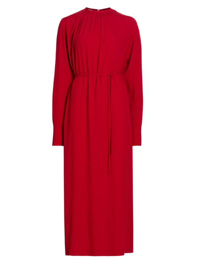 Shop Totême Women's Long-sleeve Crepe Maxi Dress In Red