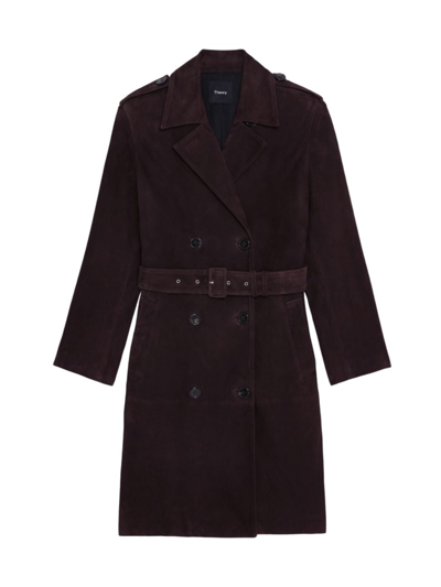 Shop Theory Women's Leather Double-breasted Trench Coat In Mink