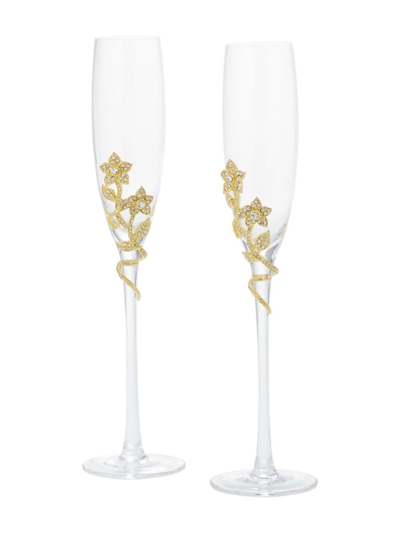 Shop Olivia Riegel Flora 2-piece Champagne Flutes Set In Gold