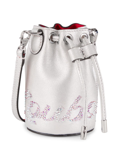 Shop Christian Louboutin Girl's Marie Jane Leather Bucket Bag In Silver