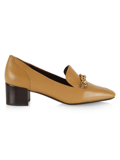 Shop Tory Burch Women's Jessa 45mm Leather Heeled Loafers In Ginger Shortbread