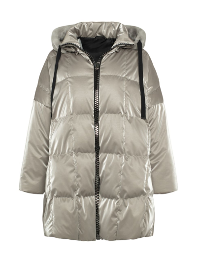 Shop Gorski Women's Quilted Parka With Shearling Lamb Trim In Gray
