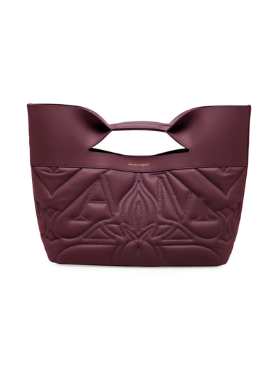 Shop Alexander Mcqueen Women's Small Seal Bow Bag In Leather In Night Shade