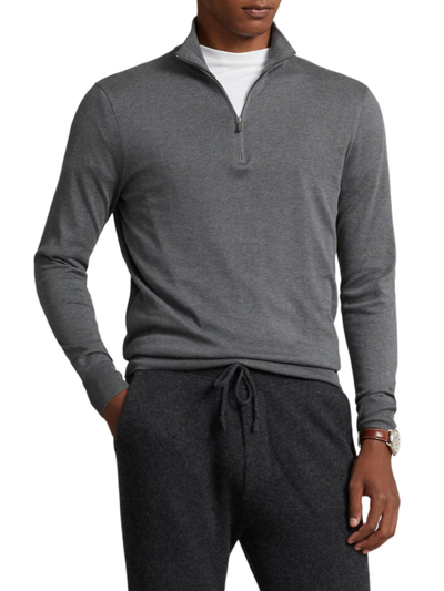 Shop Polo Ralph Lauren Men's Half-zip Pullover In Grey