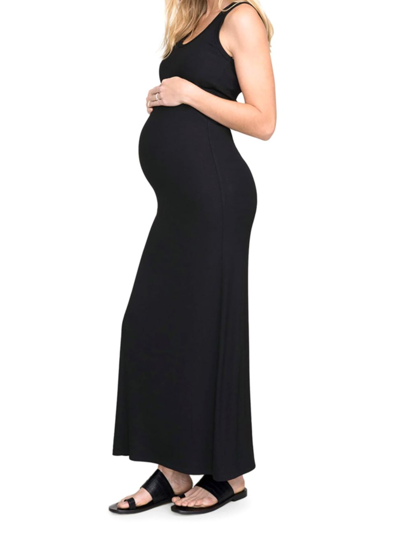 Shop Hatch Women's The Long Body Maternity Tank Dress In Black