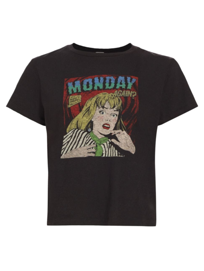 Shop Re/done Women's Monday Again Cotton T-shirt In Washed Black