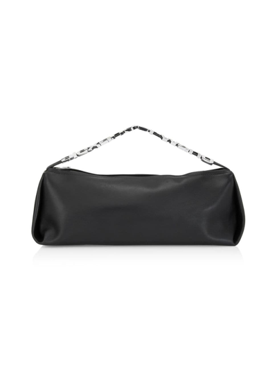 Shop Alexander Wang Women's Micro Pouchette Satin Top-handle Bag In Black