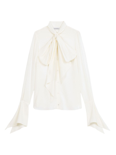 Shop Nina Ricci Women's Silk Bell-sleeve Shirt In White