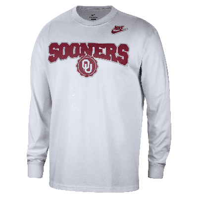 Shop Nike Oklahoma Max90  Men's College Crew-neck Long-sleeve T-shirt In White