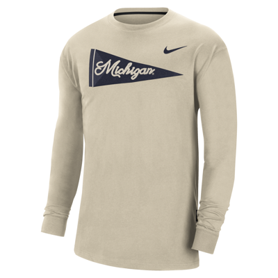 Shop Nike Michigan  Men's College Crew-neck Top In Brown