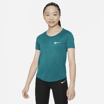 Shop Nike Dri-fit Big Kids' (girls') Training T-shirt In Green