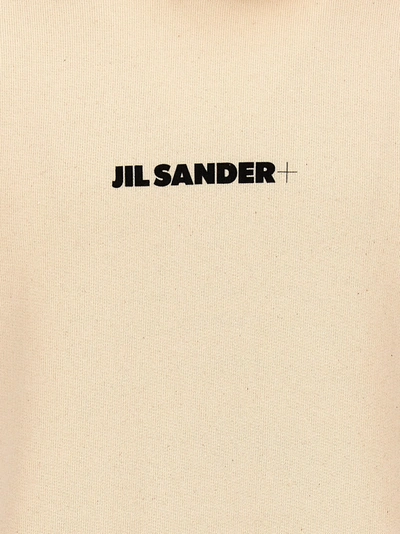 Shop Jil Sander Logo Print Hoodie Sweatshirt White/black