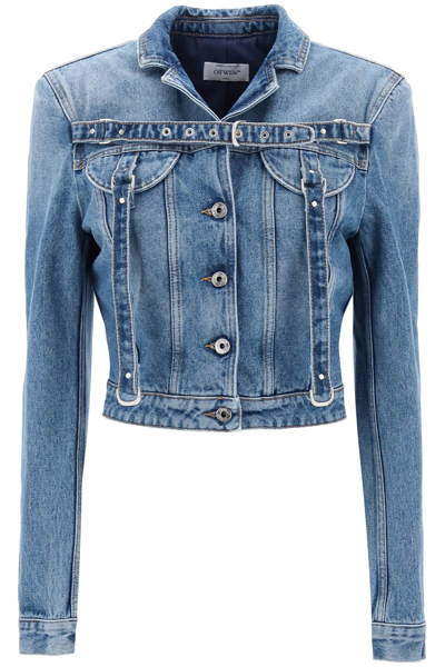 Off-white Off White Denim Jacket With Harness Details In Blue