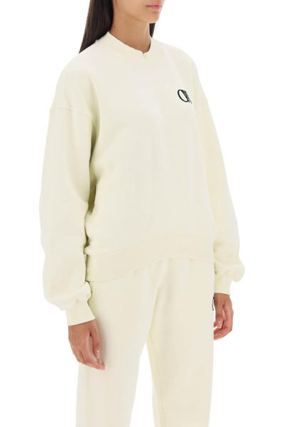Shop Off-white Crew-neck Sweatshirt With Flocked Logo In White
