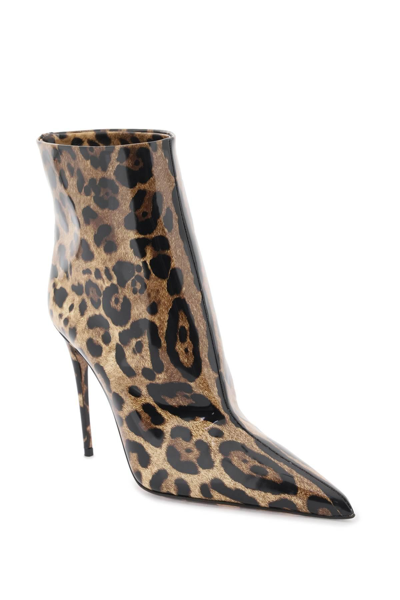 Shop Dolce & Gabbana Glossy Leather Ankle Boots In Brown,black