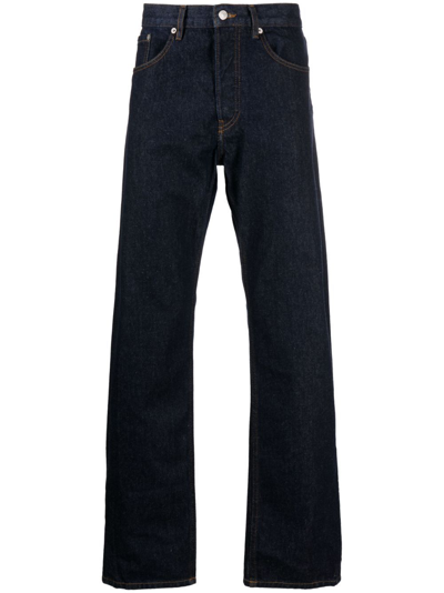 Shop Dries Van Noten Blue Panthero Straight-leg Jeans