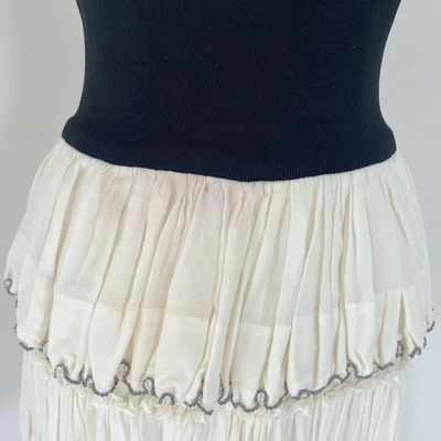 Pre-owned Isabel Marant White Beaded Hem Detail Tiered Roscoe Mini Skirt