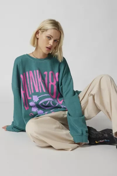 Shop Urban Outfitters Blink 182 Punk Rock Sweatshirt In Dark Green, Women's At