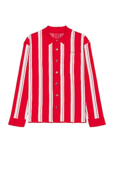Shop Jacquemus La Chemise Maille Polo In Multi Red