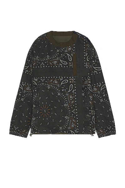 Shop Sacai Bandana Print Reversible Sweater In Grey