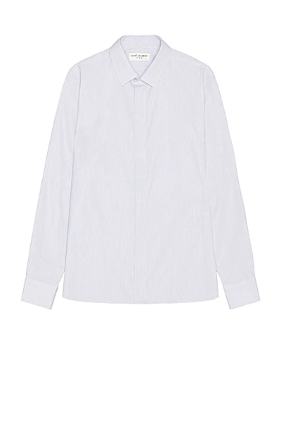 Saint Laurent Cassandre Embroidered Shirt In White