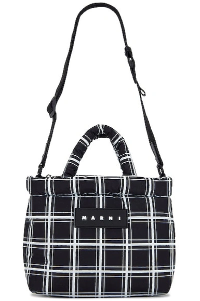 Shop Marni Tote Ew Nylon Print In Black