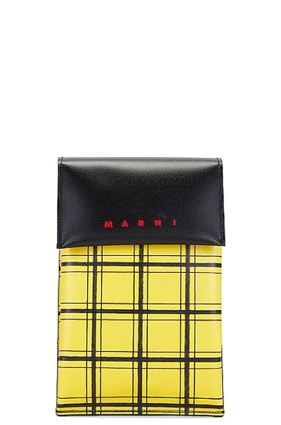 Shop Marni Phone Cc Holder With Print In Gold & Black