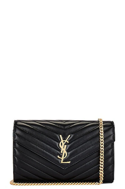 Saint Laurent Cassandre Wallet On Chain Bag In Nero