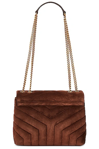 Shop Saint Laurent Small Loulou Chain Bag In Bark Brown