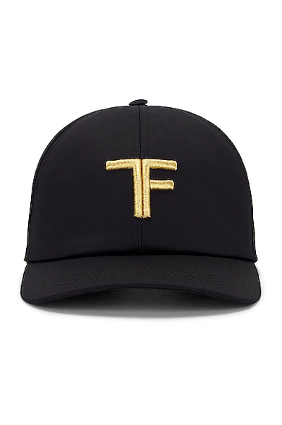 Shop Tom Ford Cap In Black & Gold