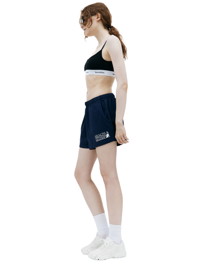 Sporty And Rich Black Cotton Serif Bra In Black