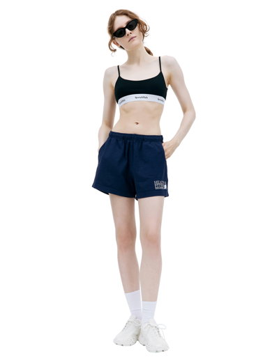 Sporty And Rich Black Cotton Serif Bra In Black