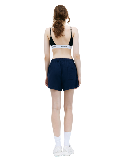 Sporty And Rich Black Cotton Serif Bra In Black