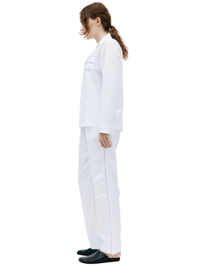 Shop Sporty And Rich White Serif Pyjama Shirt