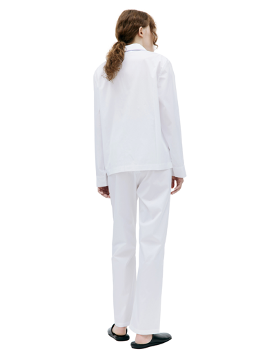 Shop Sporty And Rich White Serif Pyjama Shirt