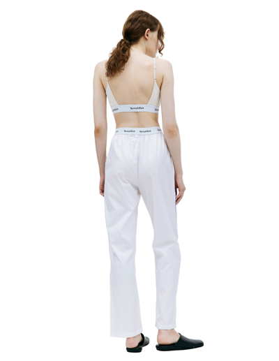 Shop Sporty And Rich White Serif Pyjama Trousers