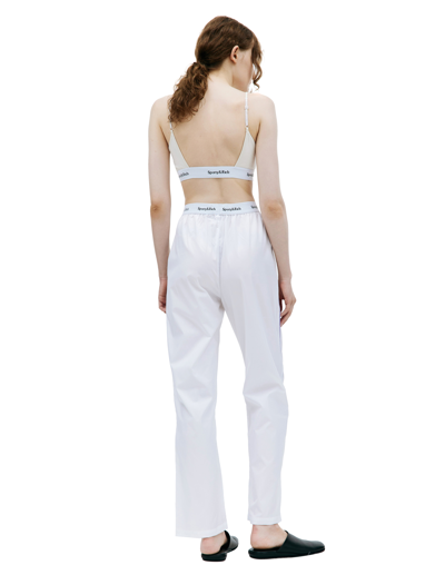 Sporty And Rich White Serif Pyjama Trousers In White
