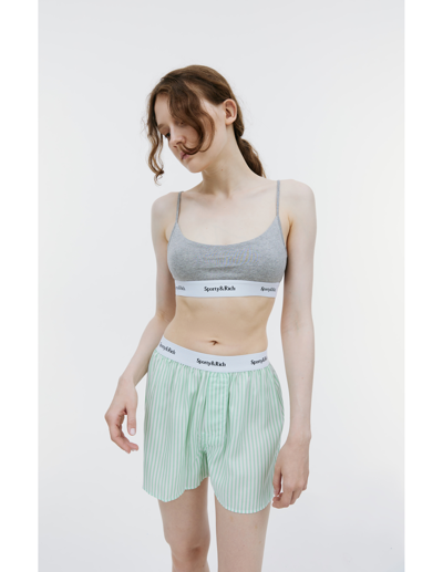 Sporty And Rich Grey Cotton Serif Bra In Grey