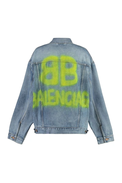 Shop Balenciaga Printed Denim Jacket