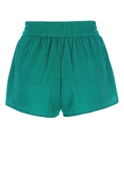 Oseree Green Lurex Design Minishorts In Green