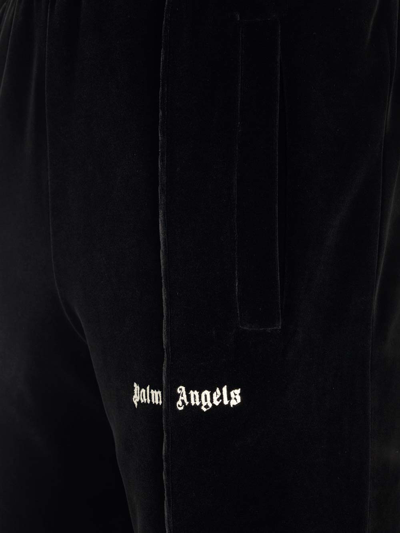 Shop Palm Angels Velvet Track Pants In Black