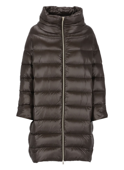 Herno Brown Quilted Jacket In Marrone Scuro