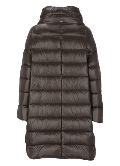 Herno Brown Quilted Jacket In Marrone Scuro