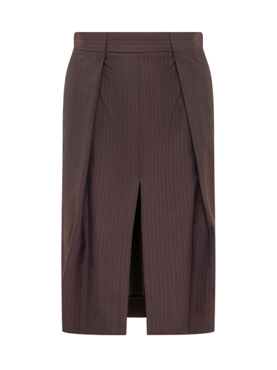 Victoria Beckham Midi Skirt In Black/blackbrery/azure