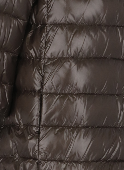 Herno Aminta Short Down Jacket In Grey Nylon In Brown