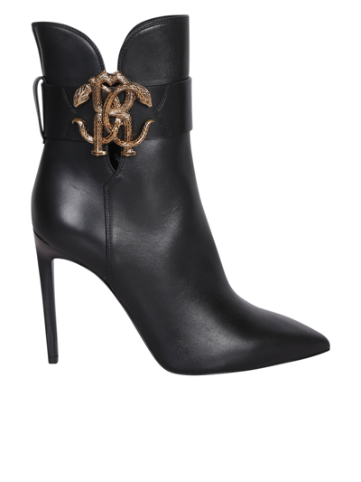 Shop Roberto Cavalli Leather Boots In Black