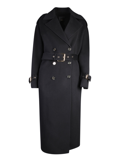 Shop Pinko Double-breasted Black Trenchcoat By