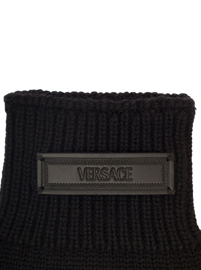 Shop Versace Guanti Logo Pelle In Black